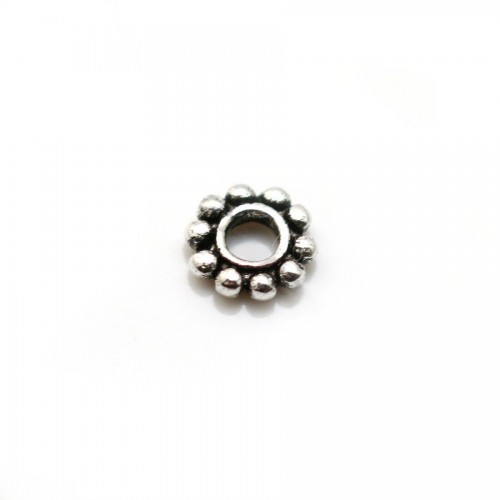 Perle intercalaire fleur 4.5mm - Silber 925 schwarz emailliert x 6 Stück