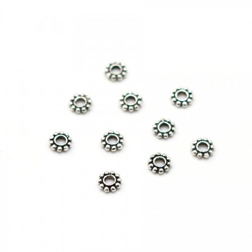 925 silver flower spacer bead 5x1.5mm x 4pcs