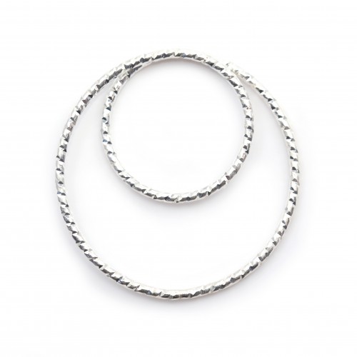 925 Silver Rings  , double rings, hammered,22mm x 1pc