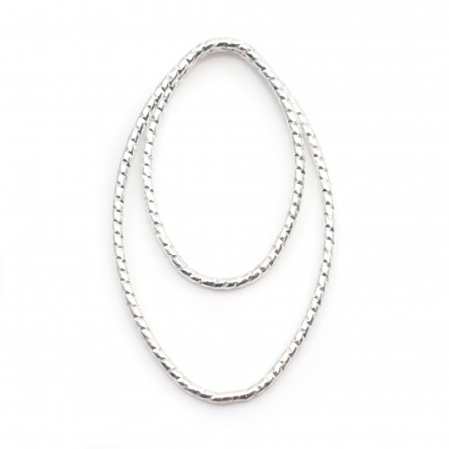 925 Silver Rings oval, double rings, hammered,17x28mm x 1pc