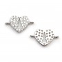 Breloque en argent 925 coeur & zirconium avec 2 anneaux 8x14mm x 1pc