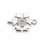 Breloque en argent 925 fleur& zirconium avec 2 anneaux 8x13mm x 1pc