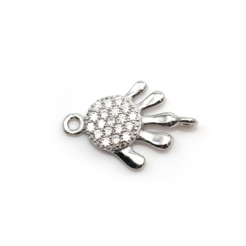 925 sterling silver charm hand with zirconium 10x15mm x 1pc