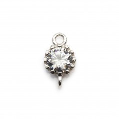 Intercalaire ronde zirconium avec 2 anneaux en argent 925 x 1pc