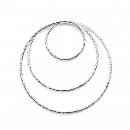 925 Silver Rings  , triple rings, hammered,30mm x 1pc