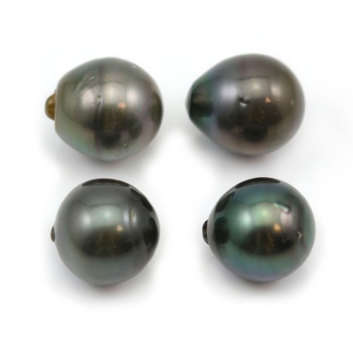 Perles de culture de Tahiti, semi-ronde, 14-15mm x 4pcs