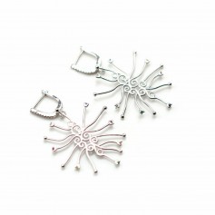 Dormeuse en argent 925 rhodié & zirconium multicolore pour perle baroque  x 1pc