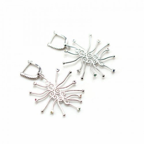 925 silver & zirconium charm, in shaped of "yes", 9.5 * 10.5mm x 1pc