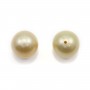 South Sea pearl, half-drilled, champagne, round, 9-10mm