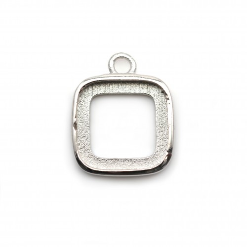 Breloque support  pour cabochon carré, argent 925, 10mm x 1pc