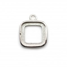 Breloque support  pour cabochon carré, argent 925, 10mm x 1pc