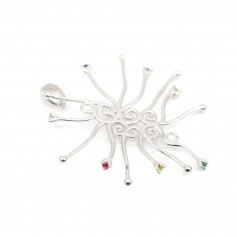 Pendentif en argent 925 rhodié & zirconium multicolore pour perle baroque x 1pc