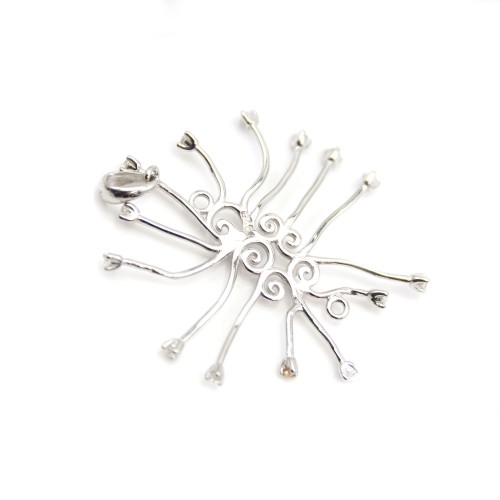 925 silver & zirconium charm, in shaped of "yes", 9.5 * 10.5mm x 1pc