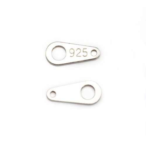 Tag "silver" en argent 925 3.5x8.5mm x 10pcs