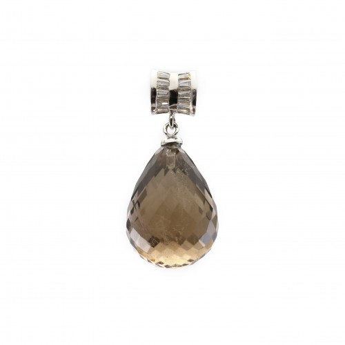 Pendentif quartz fumé avec bélière en argent 925 x 1pc