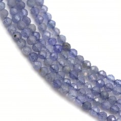 Tanzanite bleu violette, de forme ronde facetté, 2mm x 39cm