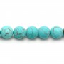 Turquoise reconstituted matte of round shape, measuring 8mm x 40cm