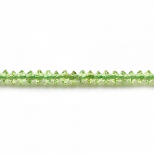 Peridot rondelle boulier facette 2x3mm sur fil 39cm