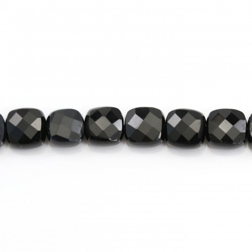 Agate noire de forme carré facetté 6mm x 6 st