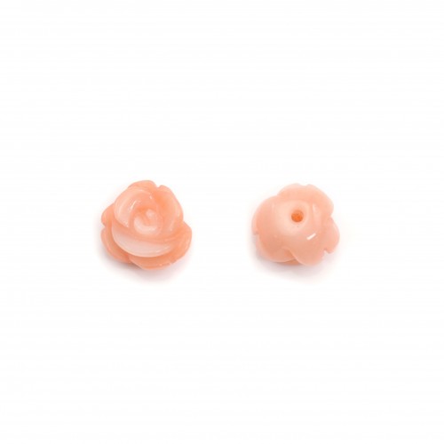 Bambou de mer rose half-percé, fleur, 8mm x 1pc