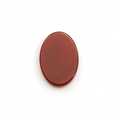 Cabujón de ágata roja, oval plano, 10x14mm x1ud
