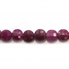 Rubis rouhe, de forme ronde plate facetté, 4mm x 40cm