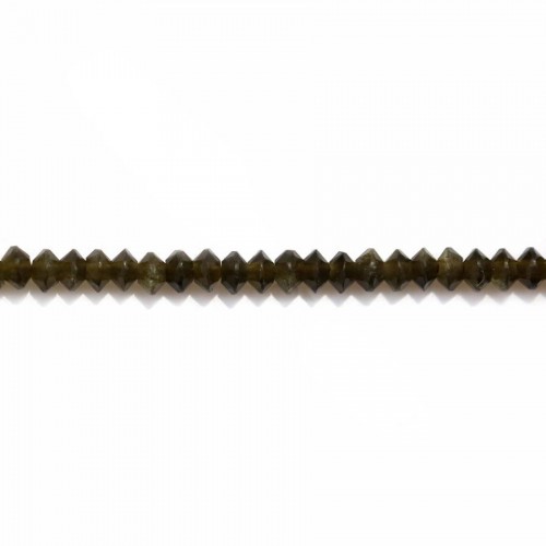 Obsidienne rondelle boulier 2x3mm sur fil 39cm