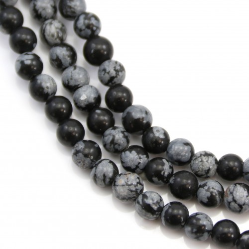 Obsidienne flocon de neige ronde 4mm x 40cm