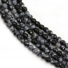 faceted round  snowflake obsidian 2mm x 40cm