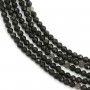 Obsidienne noir, de forme ronde facetté, de taille 2mm x 38cm