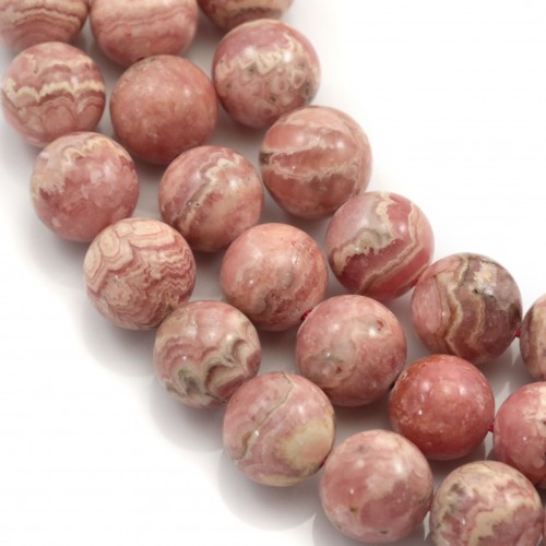 Rhodochrosit rund 12mm x 40cm