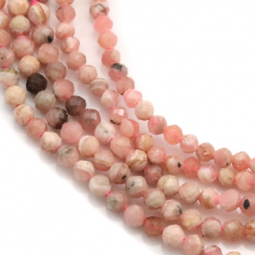 Rodochrosite redondo facetado, tamanho 2mm qualidade B x 39cm
