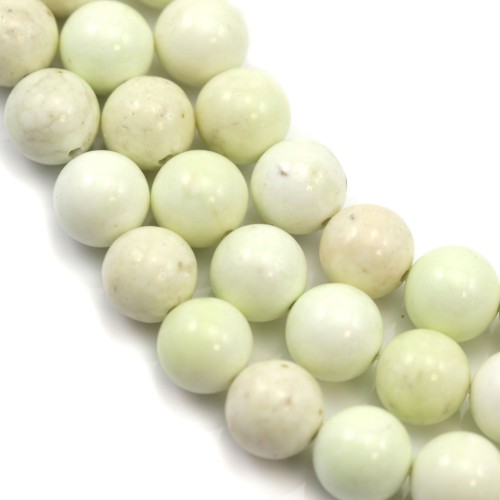 Chrysoprase "lemon", de couleur jaune vert, de forme ronde, 10mm x 39cm