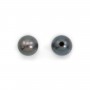 Perles de culture d'eau douce, semi-percée, bleue foncée, ronde,4-4.5mm  x 2pcs