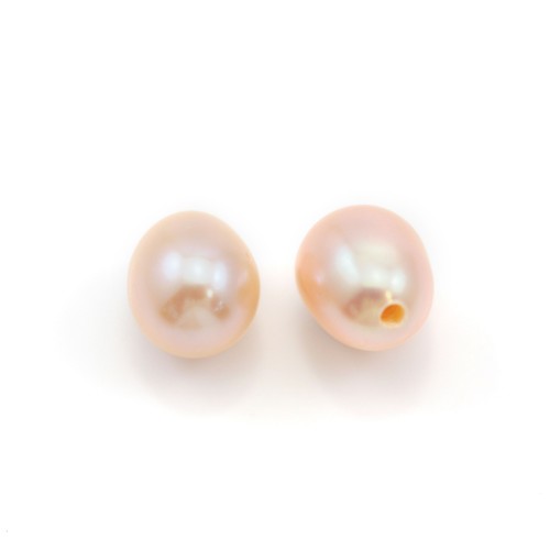 Perle de culture d'eau douce saumon, half-percée, ovale 5-5.5mm x 2pcs