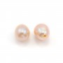 Perles de culture d'eau douce, semi-percée, saumon, ovale, 5-5.5mm x 2pcs