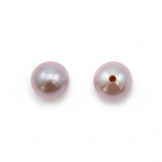 Perles de culture d'eau douce, semi-percée, mauve, ronde, 5-5.5mm x 2pcs