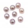 Perles de culture d'eau douce, semi-percée, mauve, ronde, 6-6.5mm x 1pc