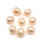 Perle de culture d'eau douce, semi-percée, saumon, ovale, 6-6.5mm x 1pc