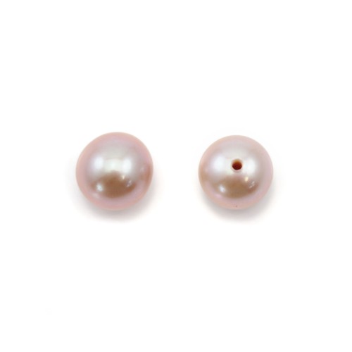 Perles de culture d'eau douce, semi-percée, mauve, ronde, 5.5-6mm x 2pcs