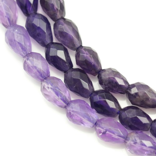 Amatista, violeta, gota facetada, 5x8mm x 40cm