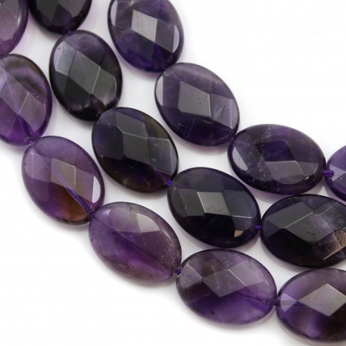 Ametista, facetada oval, 15x20mm-16x22mm x 40cm