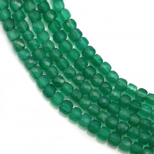 Grüner Achat, facettierter Würfel, 3mm x 39cm