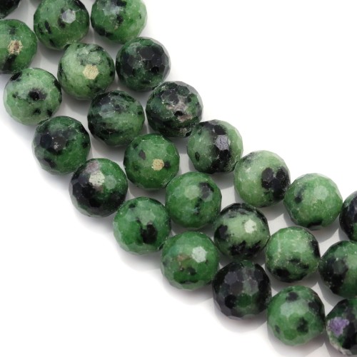 Ruby Zoisite Faceted Round 8mm x 40cm
