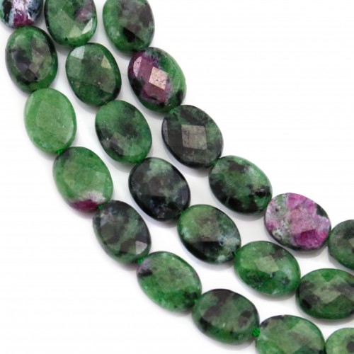 Ruby zoisite, in oval faceted shape, 6x8mm x 39cm