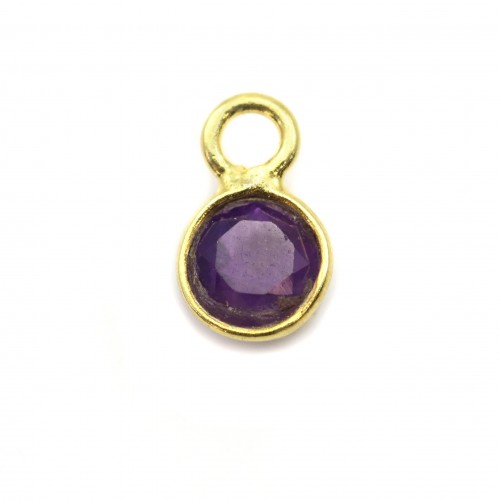 Améthysthe ronde facettée sertie sur argent doré 5mm x 2pcs