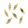 Breloque en Labradorite ovale sur argent doré 4x11mm x 2pcs