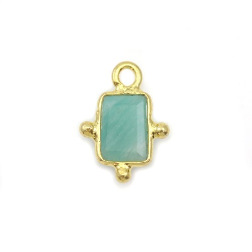 Breloque en Amazonite rectangle sur argent doré 8x12mm x 1pc