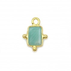 Breloque en Amazonite rectangle sur argent 925 doré à l'or fin 8x12mm x 1pc