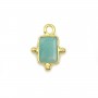 Breloque en Amazonite rectangle sur argent doré 8x12mm x 1pc